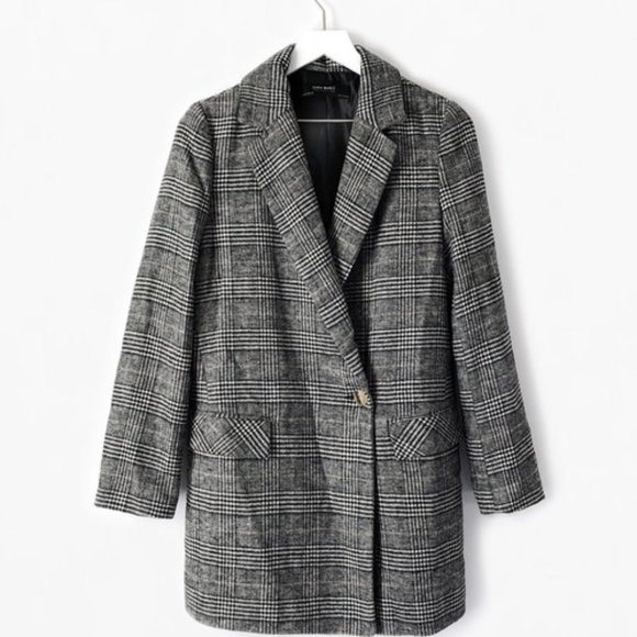 Zara Double Breasted Checked Blazer - Picture 4 of 9